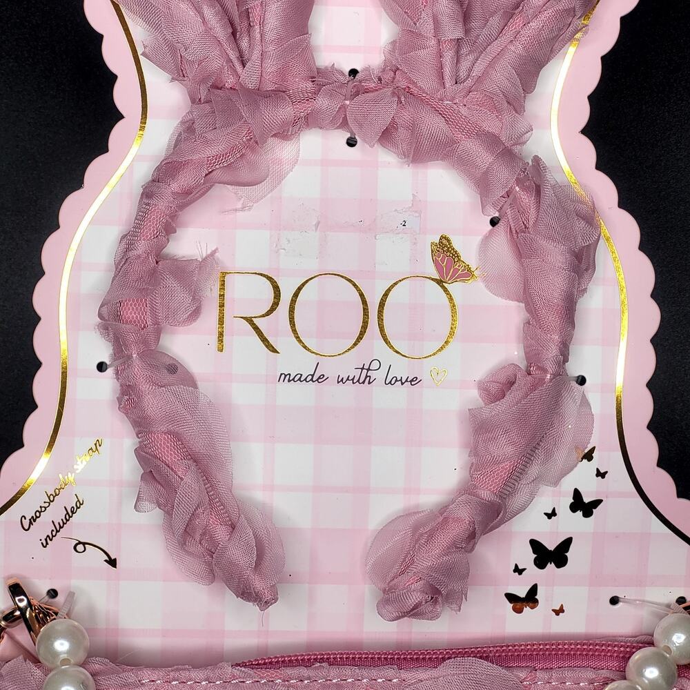 Girls Blush Pink Rose Easter Bunny Ears Headband & Handbag Pearl Strap Set NWT - Picture 2 of 6